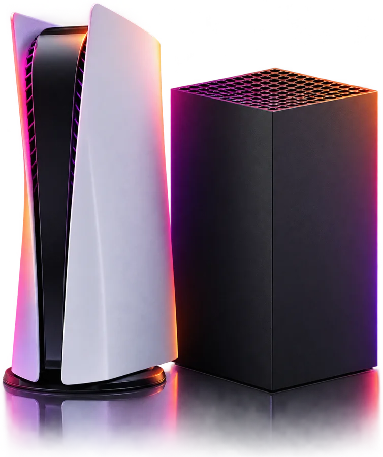 A PlayStation 5 and an Xbox Series X